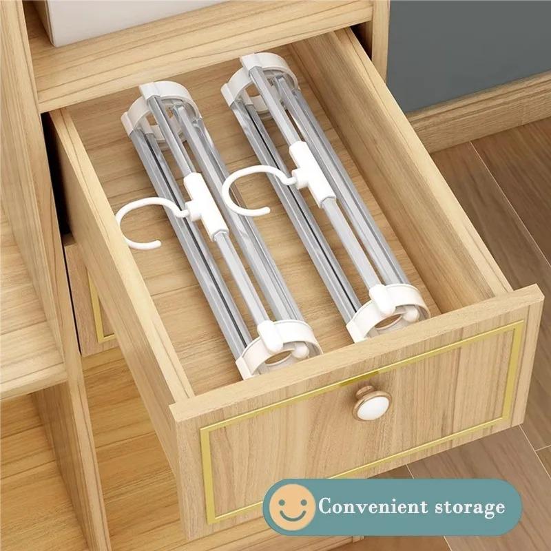 1/2PC Multi-Layer Pants Hanger Foldable Trousers Clothes Rack Space Saving Closet Organizer Non Slip Clips Tie Scarf Hang Holder