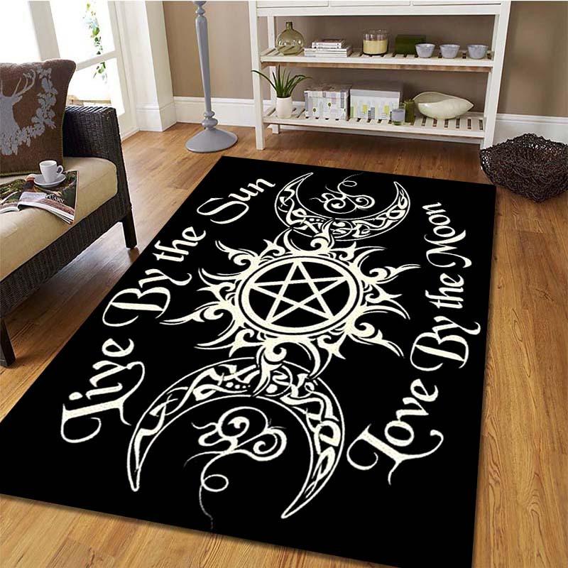 1pc Moon and Pentagram Sun Pattern Rug, Anti-skid Carpet, Suitable for Living Room Leisure Area Bedside Accessories Home Decor