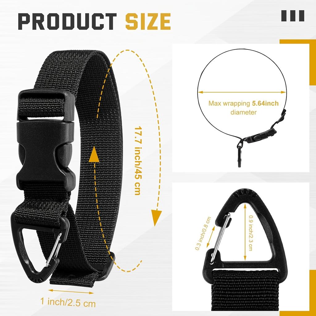 45cm Black Adjustable Extension Cord Organizer with 3-Axis Buckle - Heavy-Duty Storage Strap for Workshop & Garage Organization