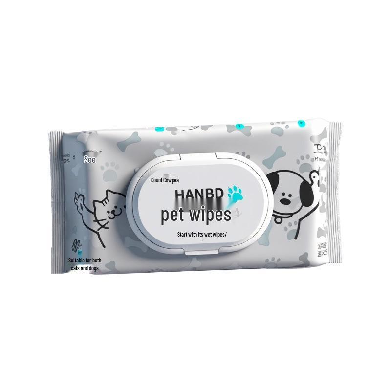 Pet Wipes: Large Rinse-Free, Thickened Wet Wipes for Cat & Dog Paws - 80 Sheets