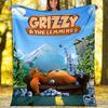1 Stück Grizzy The Lemmings1 Thema Decke - Digitaldruck, Polyester, Gemütlich für alle Jahreszeiten, Perfekt für Draußen, Camping und Reisen