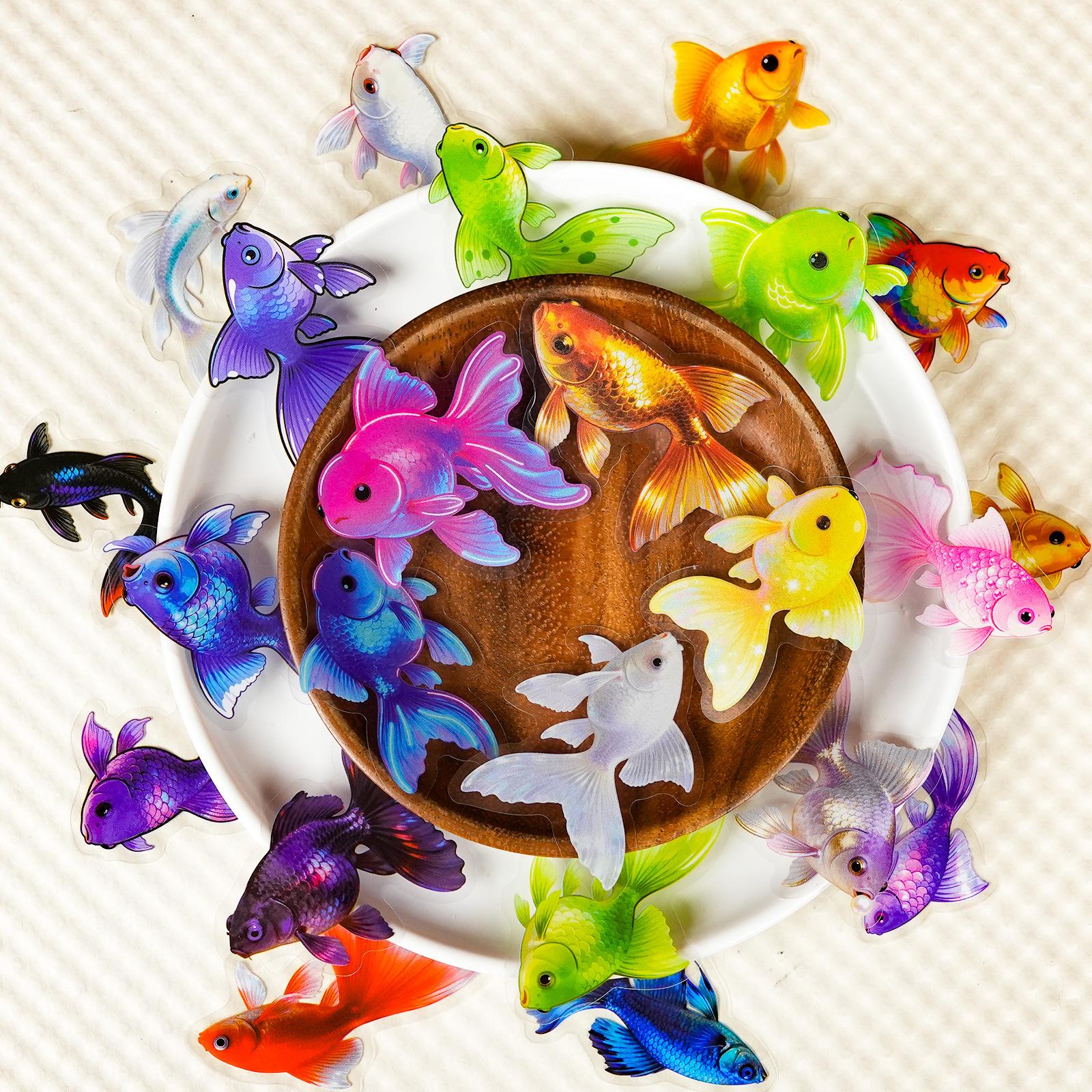 

56 Beautiful Colored Goldfish Transparent Stickers Pet Material High Value Decorative Helmet Motorcycle Sticker