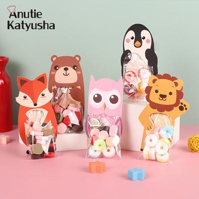 10 teile/satz Kreative Tier Gruß Karte Candy Tasche Cartoon Wald Tiere Backen Tasche Kinder Süßigkeiten Schmuck Verpackung