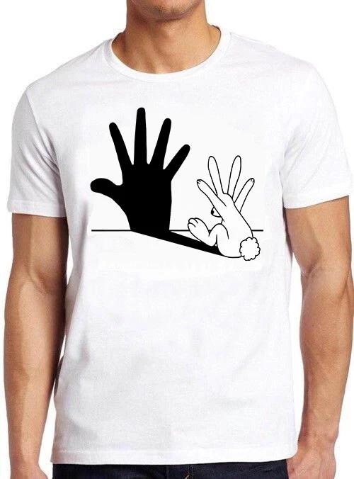 Rabbit Hand Shadow Art Cool Gift Cult Meme Gamer Music Movie Tee T Shirt M530