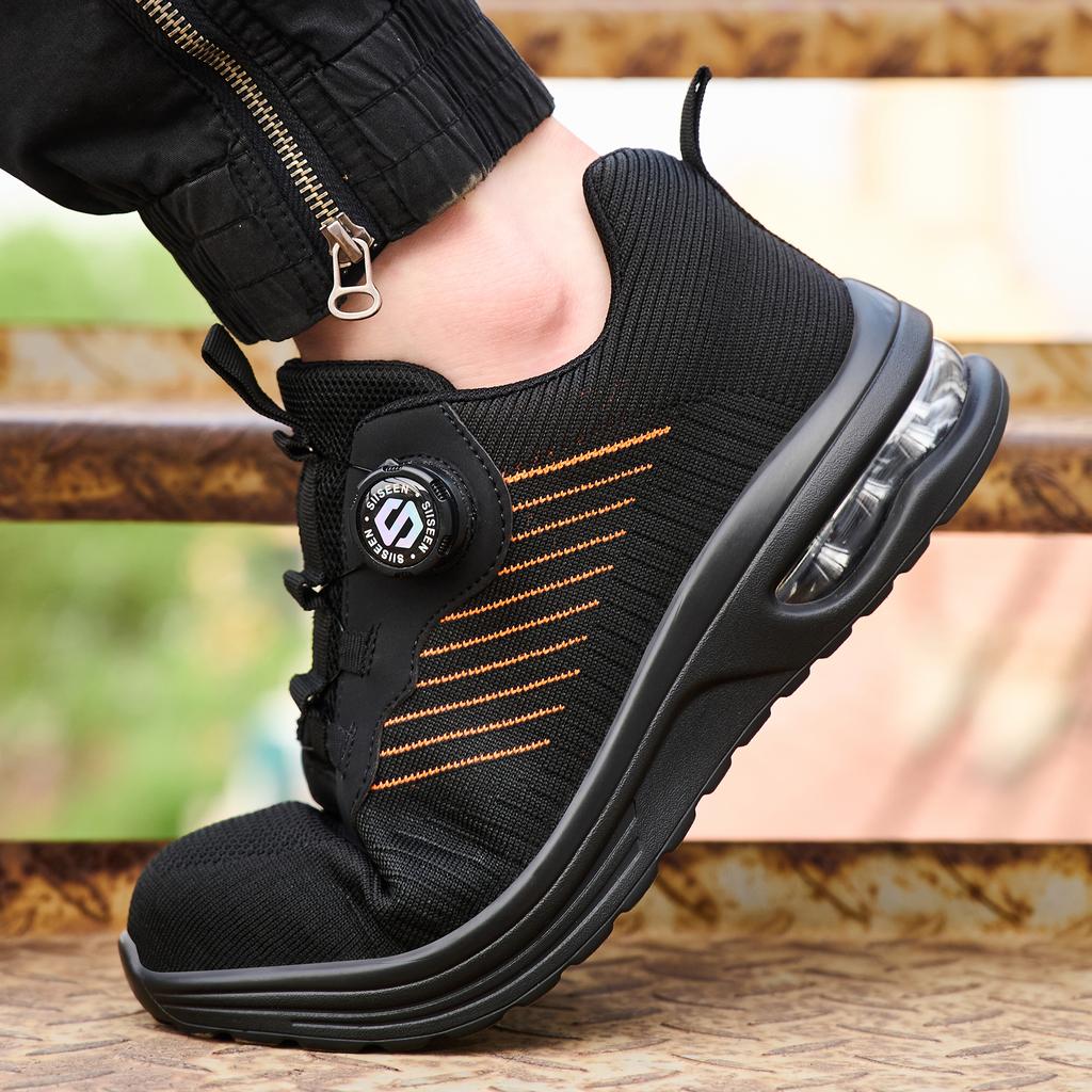 Men's Lightweight Steel Toe Safety Shoes Puncture-Protective Indestructible Work Boots Comfortable Footwear for Men