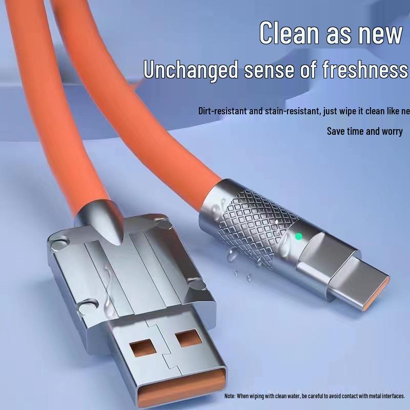 Zinc Alloy 120W Fast Charging Type-C Data Cable for Android/Apple Devices
