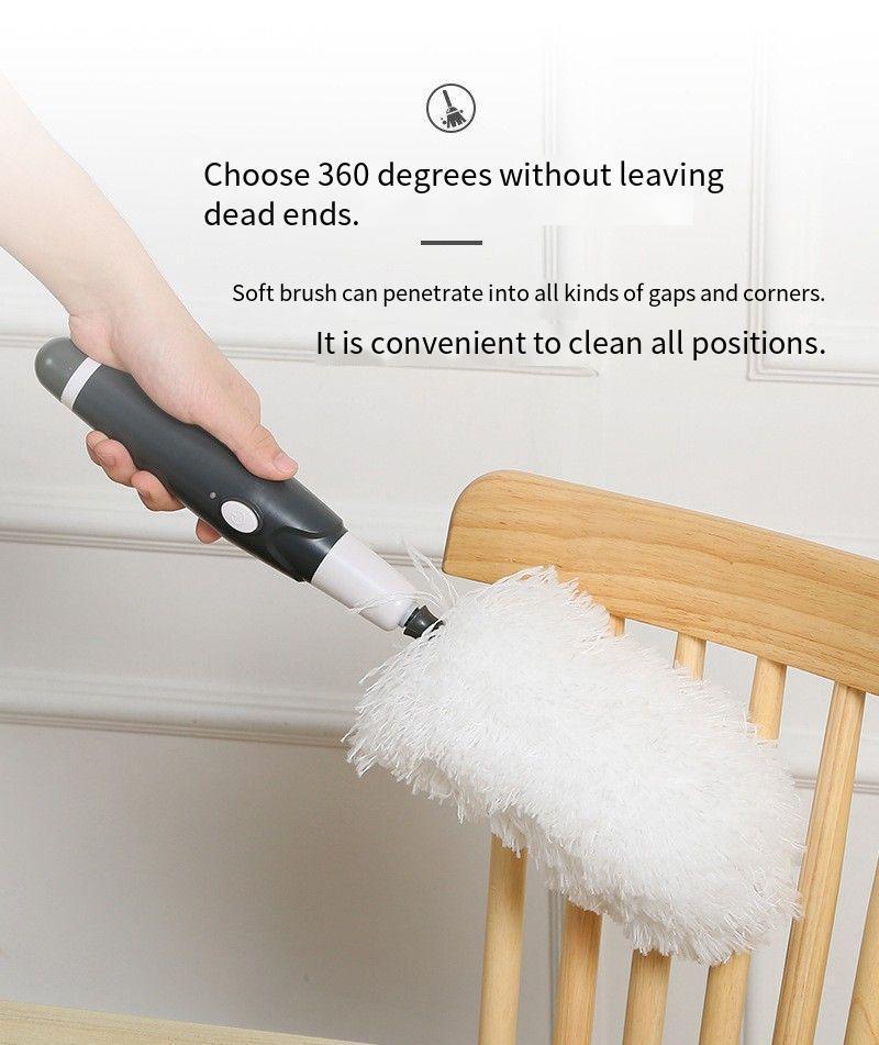 Electric Spin Duster with Bendable Feather Brush, 180-Degree Rotation for Cross-Border Cleaning