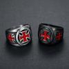 Punk Vintage Two-tone Cross Ring for Men Stainless Steel Black Ring