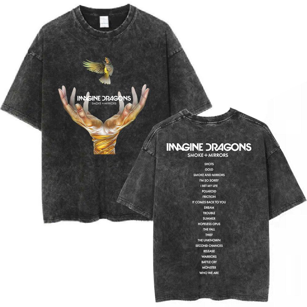 

Imagine Dragons Band Reflections From The Vault of Smoke Mirrors Tour Merch T Shirt Mens Women Vintage Washed Tshirts S