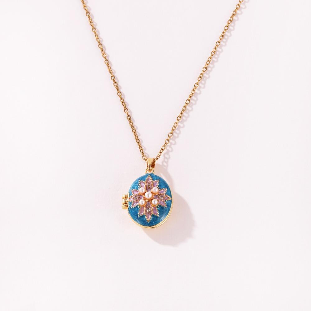 Non-Fading Openable Photo Locket Brass Locket Necklace New Vintage Enamel Necklace  For Women 6