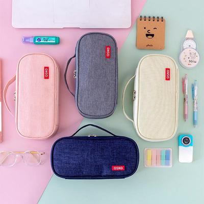 Astuccio a doppio strato minimalista in stile coreano con grande capacità e logo personalizzato