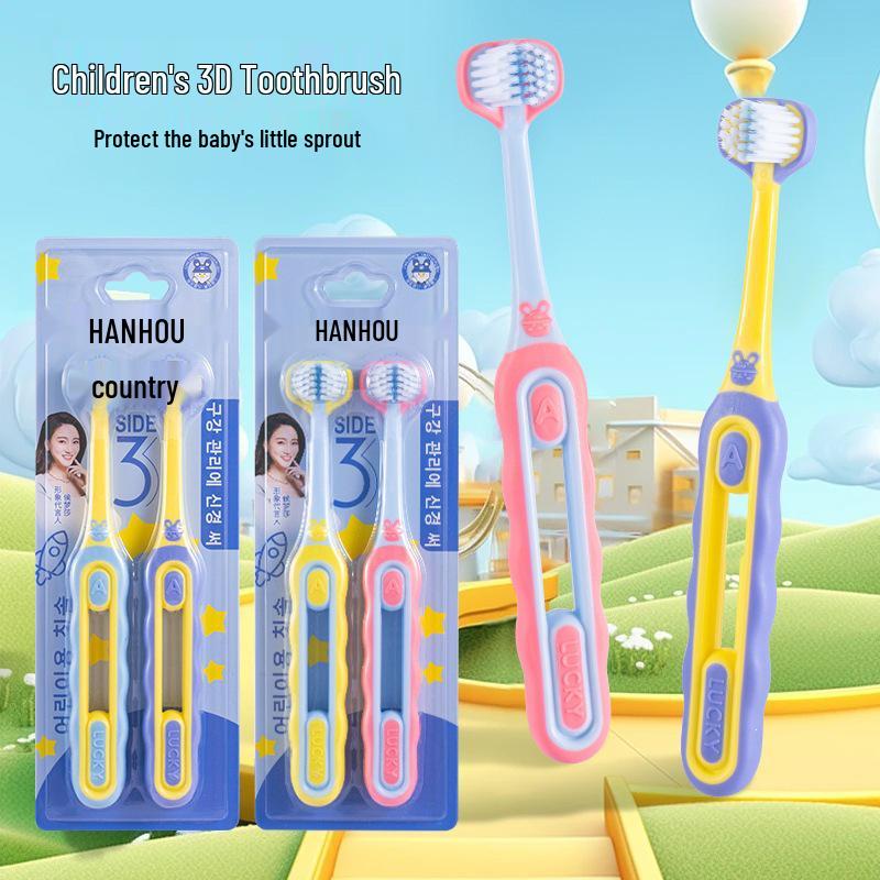 Kids' Three-Sided Soft Bristle Toothbrush for Thorough Cleaning