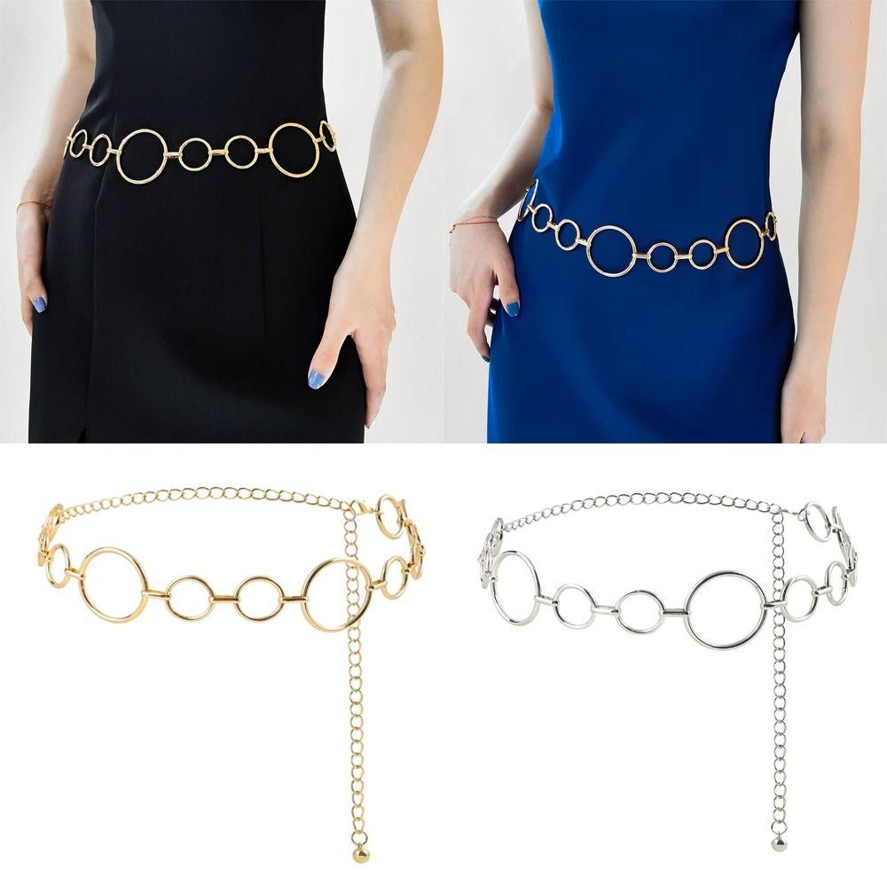 Chaîne de taille de luxe pour femmes Chaîne en métal en forme de grand cercle Accessoires de mode Ceinture