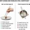 Stainless Steel Chopsticks 5 Pairs, 9 Inch Reble Metal Chop Sticks, Lightweight Hollow Design, Square Anti-Roll & Non-Slip Tips, Dishwasher Safe Food