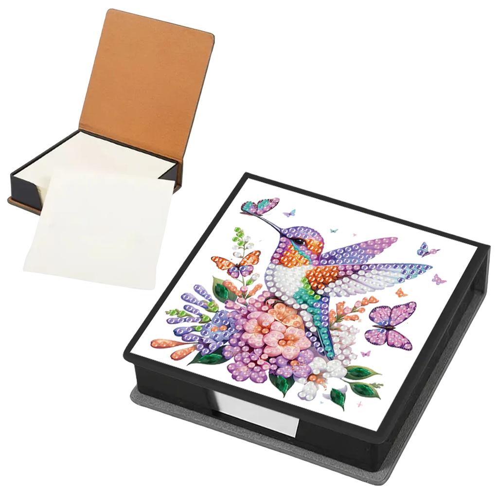 PU DIY Crystal Art Sticky Notes Holder with 160 Sheets Crystal Art Note Box for Home Office and School Supplies