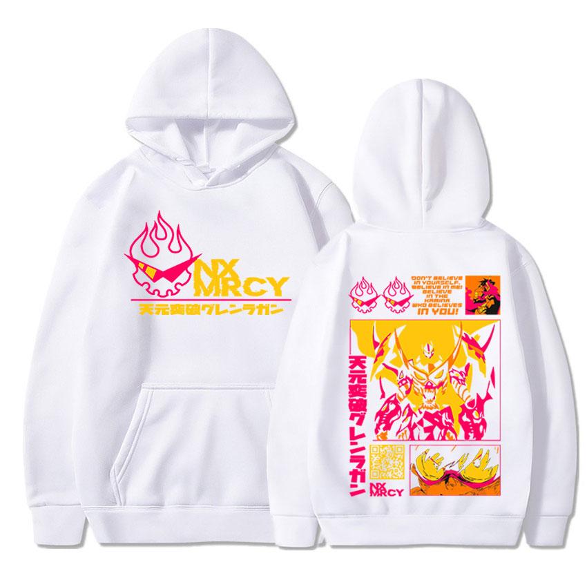 Japonia fierbinte Anime Tengen Toppa Gurren Lagann imprimeu hanorac stil desene animate hanorace bărbați femei moda casual grafic hanorac Streetwear