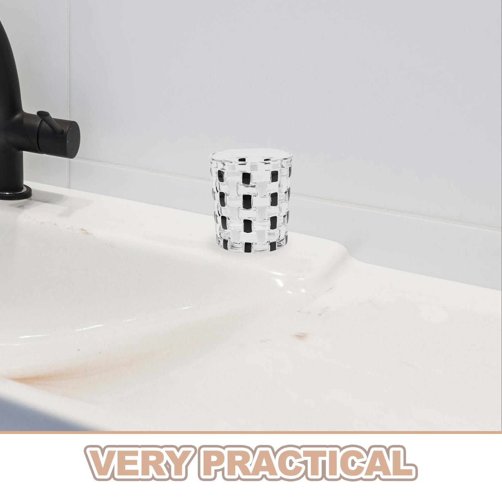 

Minimalist Black White Checkered Glass Toothbrush Cup Bathroom Rinsing Cup Mouthwash Holder Portable Travel Use other