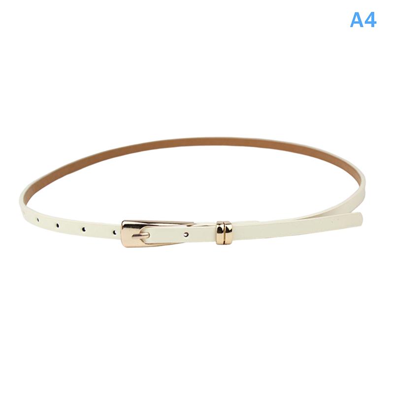1Pc 12 Candy Colors Women'S Leather Belt Skinny Thin Dress Belt Waist Belt Waistband Dress Coat Waist Seal Jeans Belt