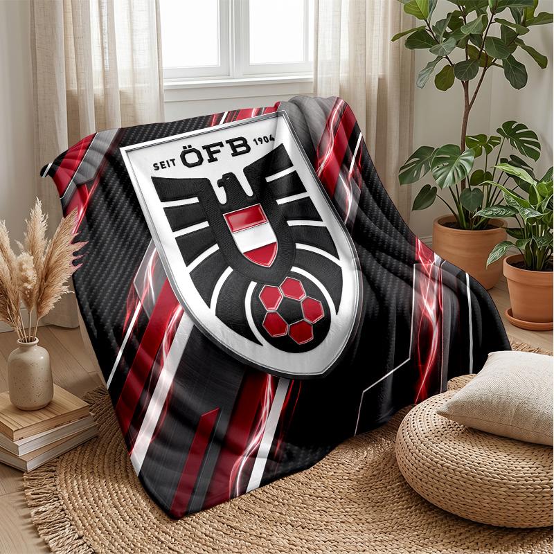 Austria Football Printed Flannel Blanket Skin Friendly Warm Decorative Throw for Indoor Couch Bed Daily Use