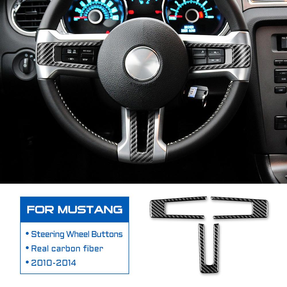 Real Soft Carbon Fiber for Ford Mustang 2010 2011 2012 2013 2014 Accessories Sticker Interior Trim Car Steering Wheel Cover