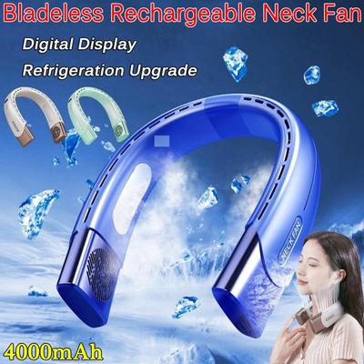 New Hanging Neck Fan Portable Air Conditioner USB 4000mah Rechargeable Air Cooler 5 Speed Electric Fan For Outdoor