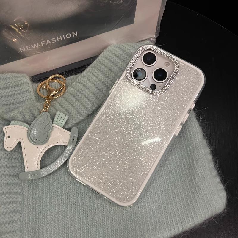 Bling Diamond Camera Protection Phone Case For iPhone 16 15 14 13 12 Pro Max 11 Shockproof Acrylic Glitter Hard Back Cover