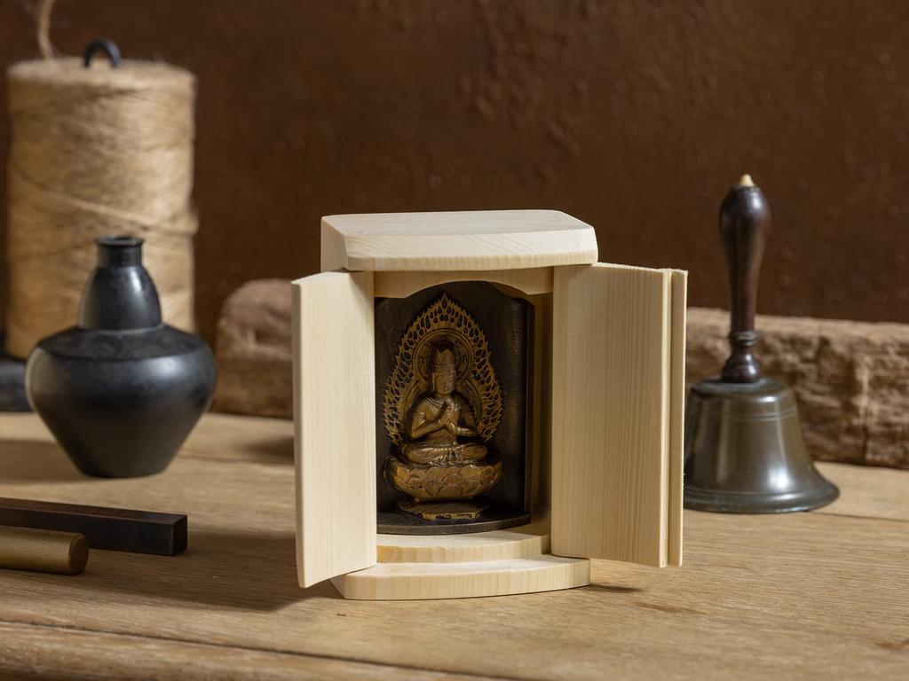 Zeku Vairocana Buddha Statue in a Shrine Gold Prayer at Kongo Mount Koya Charm of the Zodiac for those born in the Years of Sheep and Monkey (Antique