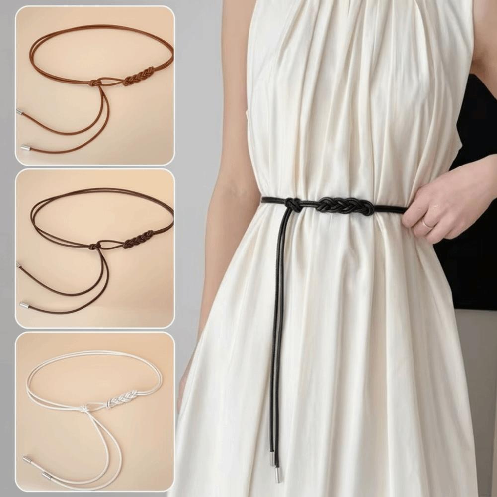Long Length Waist Rope Belt Solid Color Body Chain Belt Rope Thin Belt  Dress Clothing Accessories