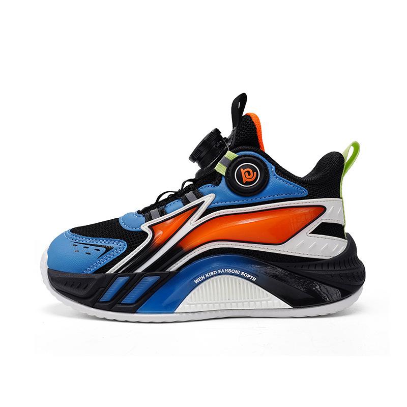 New rotating middle-aged and older boys running shoes, sports shoes, button basketball shoes, spring and autumn children and boys