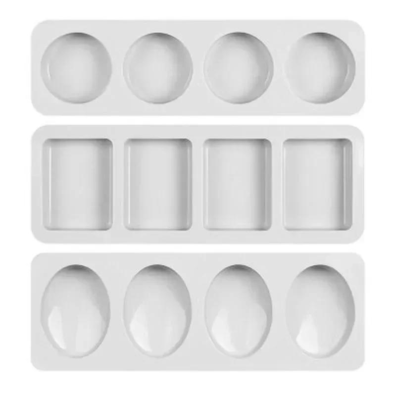 3D Handmade Creative Moulds Concise Design Soaps Oval Round Square Cake Chocolate Silicone Mold Home Kitchen Accessories