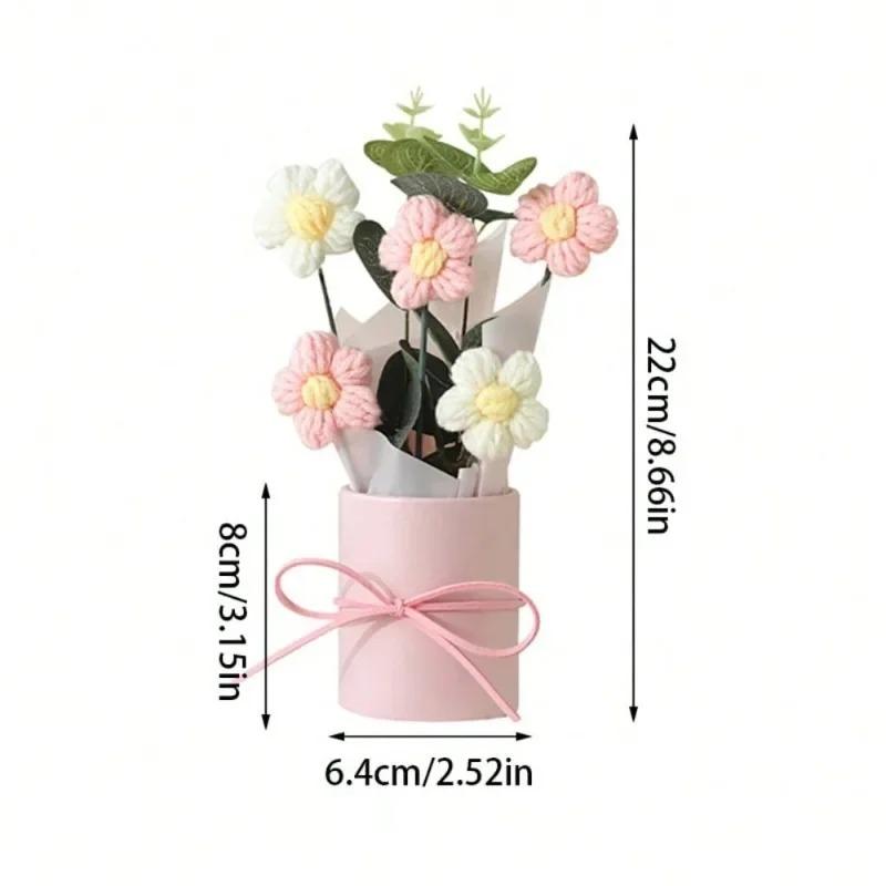 Exquisite Handmade Crocheted Pink Daisy Bouquet Braided Floral Arrangement Perfect Gift for Mother's Day Decor Home Decoration