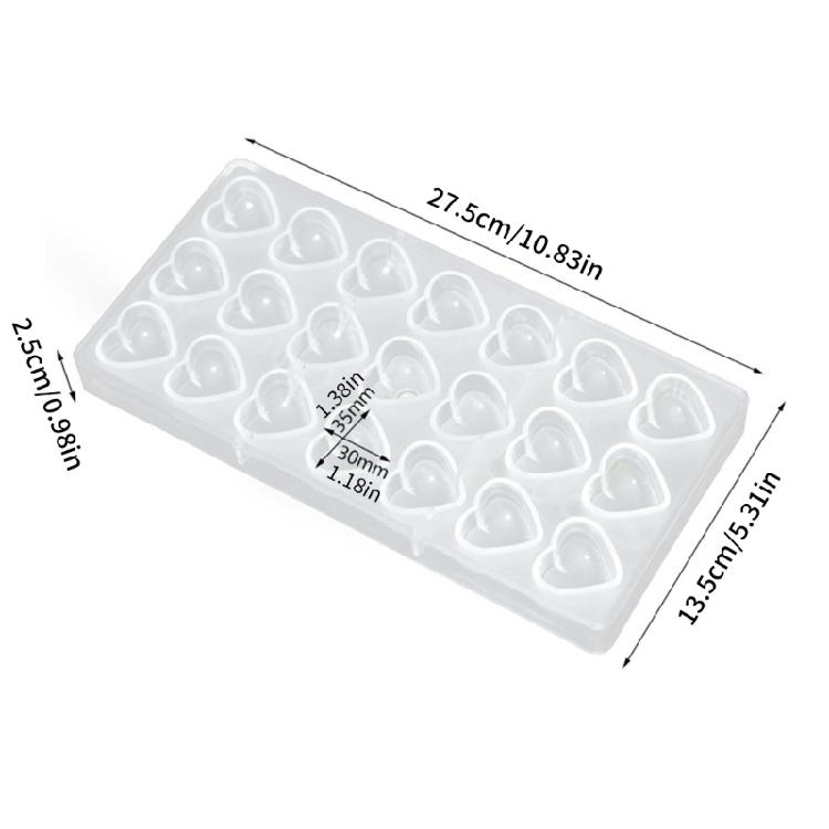 Candy Making Molds Clear Plastic Chocolate Molds 21 Grids Mini Heart Shape Baking Tray for Mousse Jelly Homes Kitchen Use