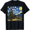 Van Gogh Starry Night Christmas Tree Winter Snowy Night T-Shirt