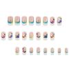 Square Press On Nail Flower Fake Nail Stick On Nail In 12 Sizes,24 Pcs French Nail Tips for DIY Nail Art Decorations