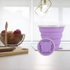 Silicone Foldable Water Cup Ultrathin Collapsible Travel Cup with Hand Strap for Outdoor Camping and Hiking Purple 270ml
