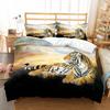Tiger Duvet Cover Set Purple Flower Comforter Cover Boys African Safari Wild Animals Big Cat Queen King Polyester Quilt Cover