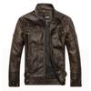 Men's PU Leather Jacket, Fashionable Motorcycle Leather Jacket, Velvet Retro Style Men's Stand Collar Leather Jacket