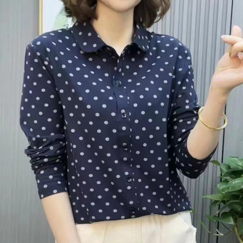 Women S Long Sleeve Turn Down Collar Plus Size Striped Slim Fit Blouse Spring Casual