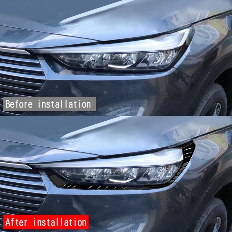 Car Styling Front Headlights Eyebrows Eyelids Trim Strip for Honda HRV HR-V Vezel -2023 Lamp Eyelash Stickers B