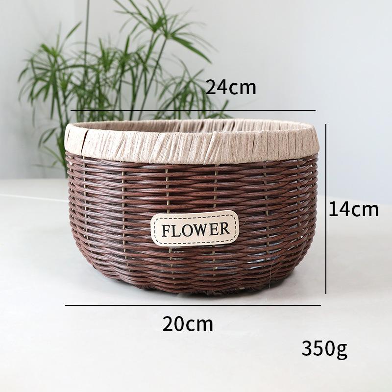 Imitation Rattan Flower Basket, Green Ivy Flower Pot, Living Room Container, Storage Basin, Green Plant Gardening Utensil, Flower Basket