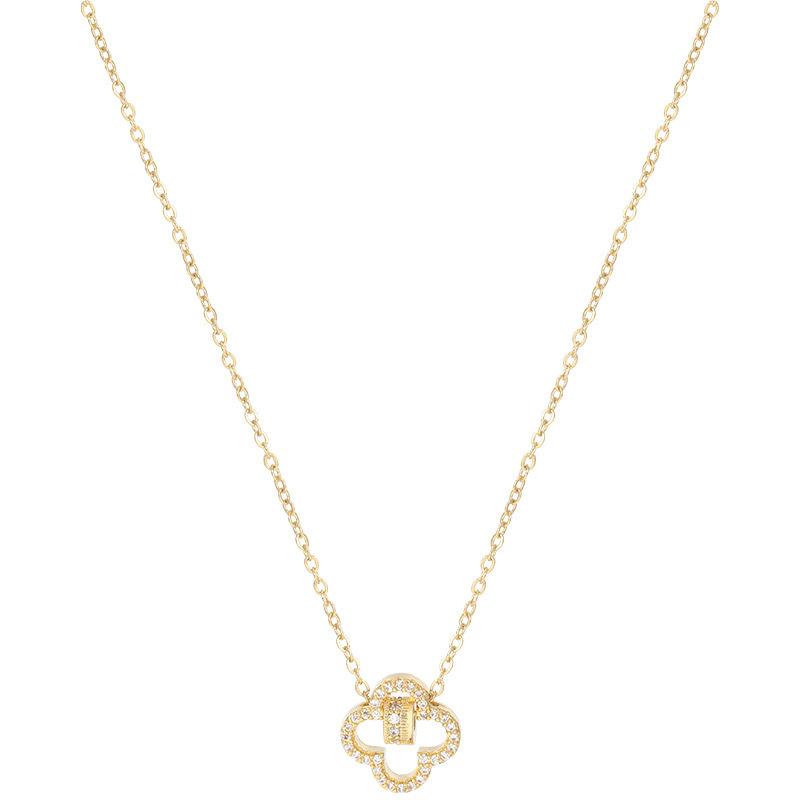 New S925 sterling silver four-leaf clover lucky bead necklace for women, niche light luxury influencer collarbone chain 925 silver