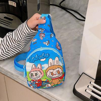 1Pcs Labubu Messenger Bag Kawaii Shoulder Bags Nylon Single Shoulder Crossbody Backpack Portable Travel Satchel Gift For Kids