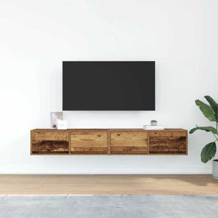 VidaXL Meubles TV 2 pcs vieux bois 80x31x25,5 cm bois d'ingénierie, banc TV, meuble hifi, centre de divertissement, buffet 861523