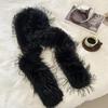 Luxury Plush Long Fluffy Scarf with Tassel Winter Outdoor Warm Versatile Thick Shawl Neckerchief for Women