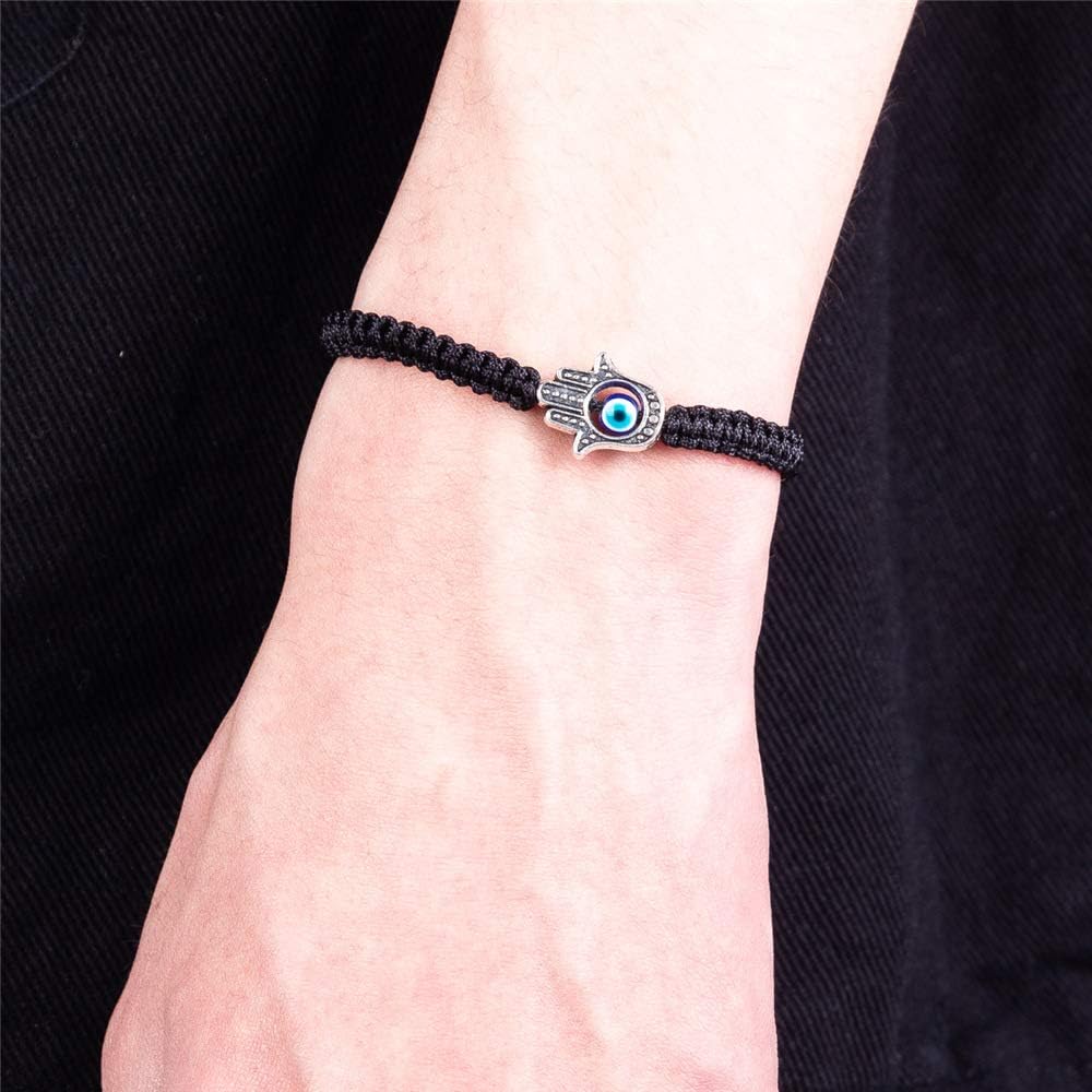 Handmade Red Black String Evil Eye Hamsa Hand Charm Bracelets for Protection and Luck Kabbalah Adjustable Hand-Woven Cord Thread Friendship Bracelet