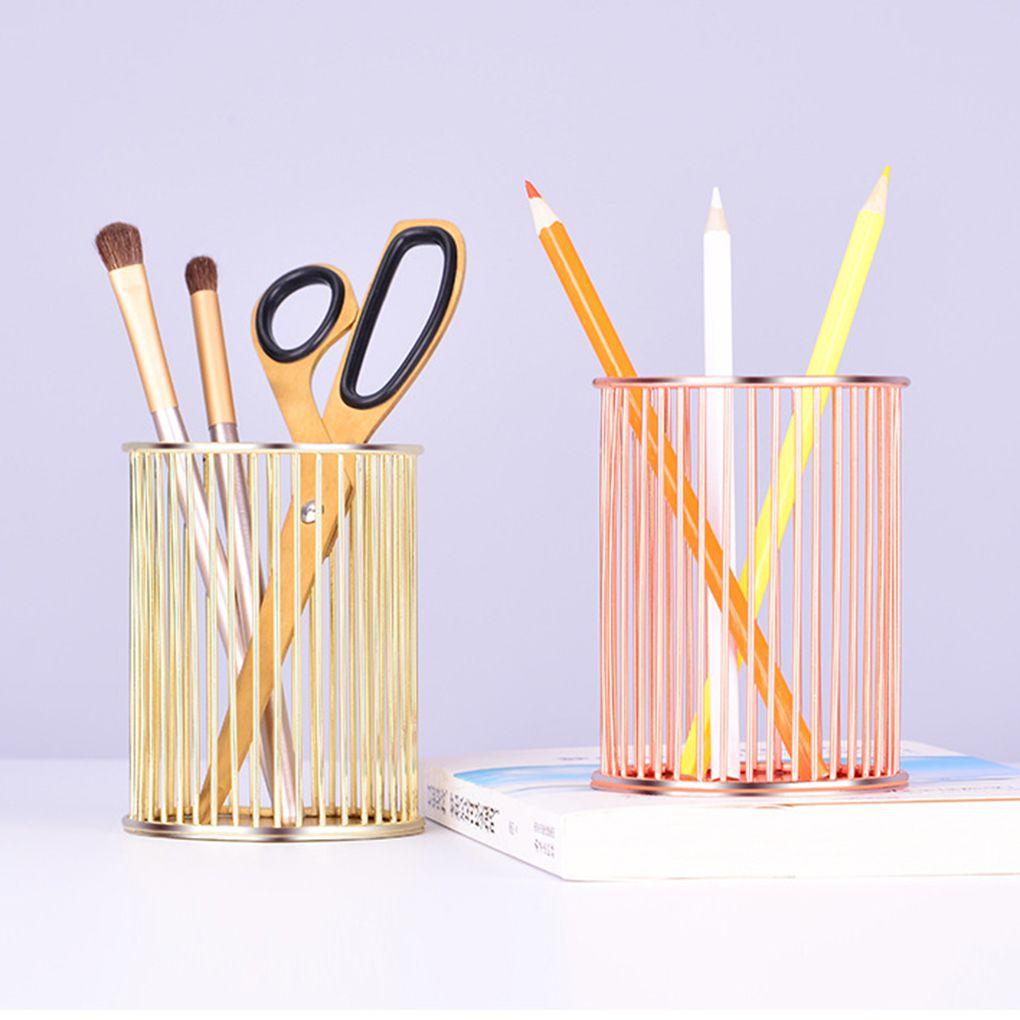 Makeup Storage Box Cylindrical Case Lipstick Brush Pen Holder Organizer Iron