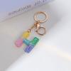 Resin Rainbow Color English Alphabet Tassel Keychain Creative Premium Crystal Epoxy Pendant Bag Pendant