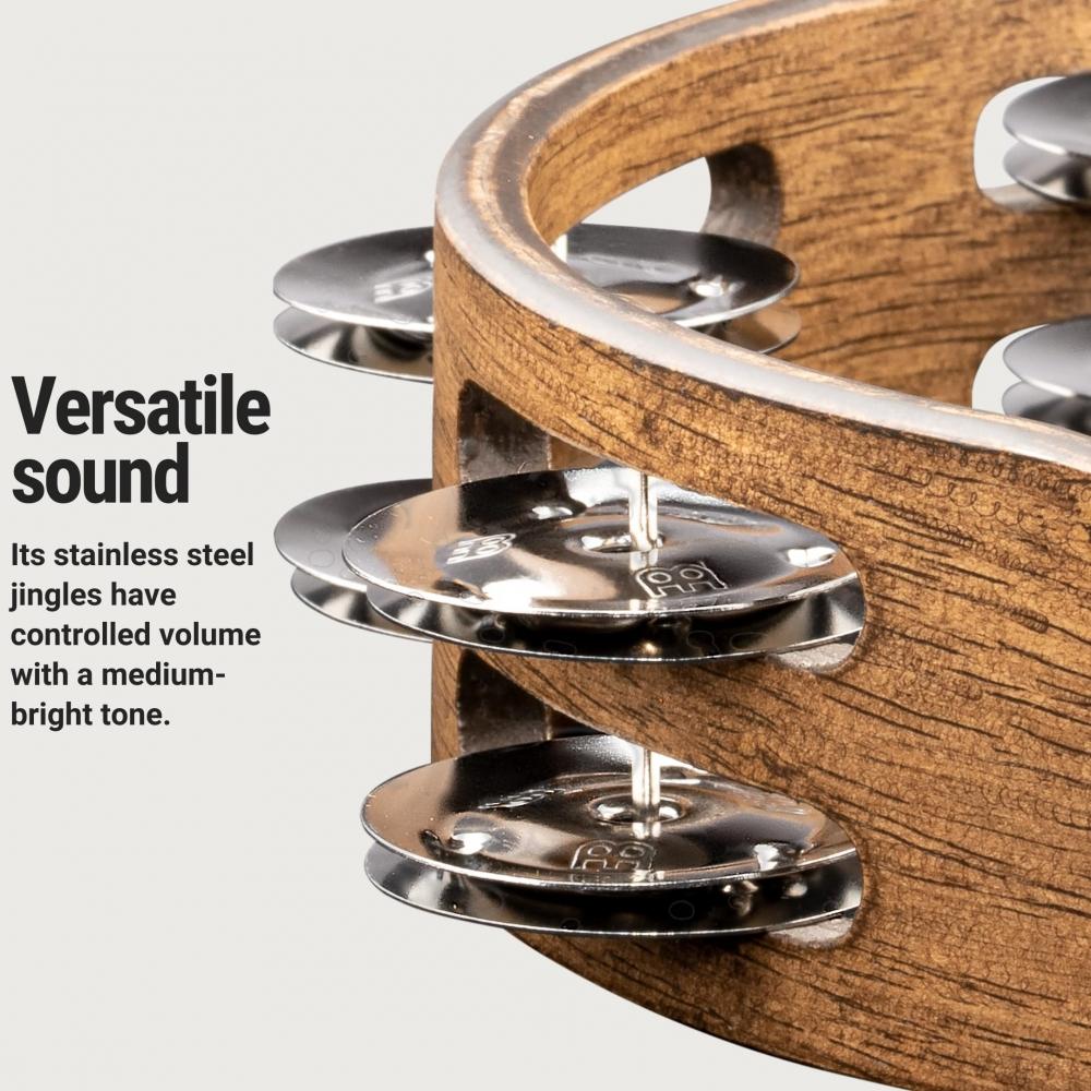 MEINL Percussion Compact Wood Tambourine Stainless Steel 2rows CTA2WB