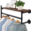 Industrial Style Wall-Mounted Clothing Display Rack with Water Pipe Design