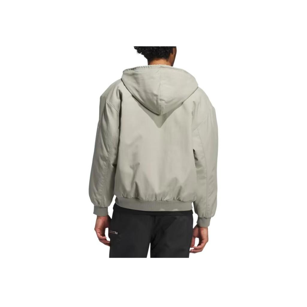 adidas Originals Shmoofoil Nylon Canvas Kapuzenbequeme Lockere Jacke Herrenjacke Silber-Kiesel Universität-Orange IX9021